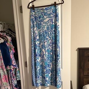 Lilly Pulitzer Blue and White Floral Maxi Skirt